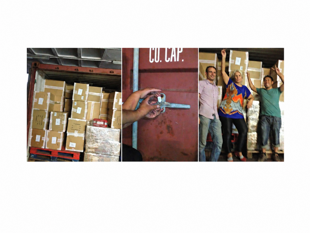 Envío de materiales, insumos esenciales y recursos destinados a proyectos de cooperación y ayuda solidaria.
