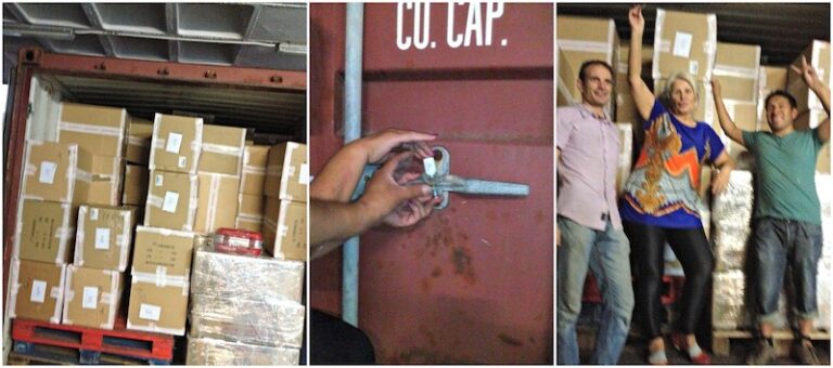 Envío de materiales, insumos esenciales y recursos destinados a proyectos de cooperación y ayuda solidaria.